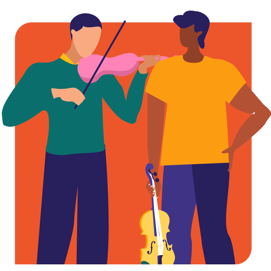 Adults playing the violin