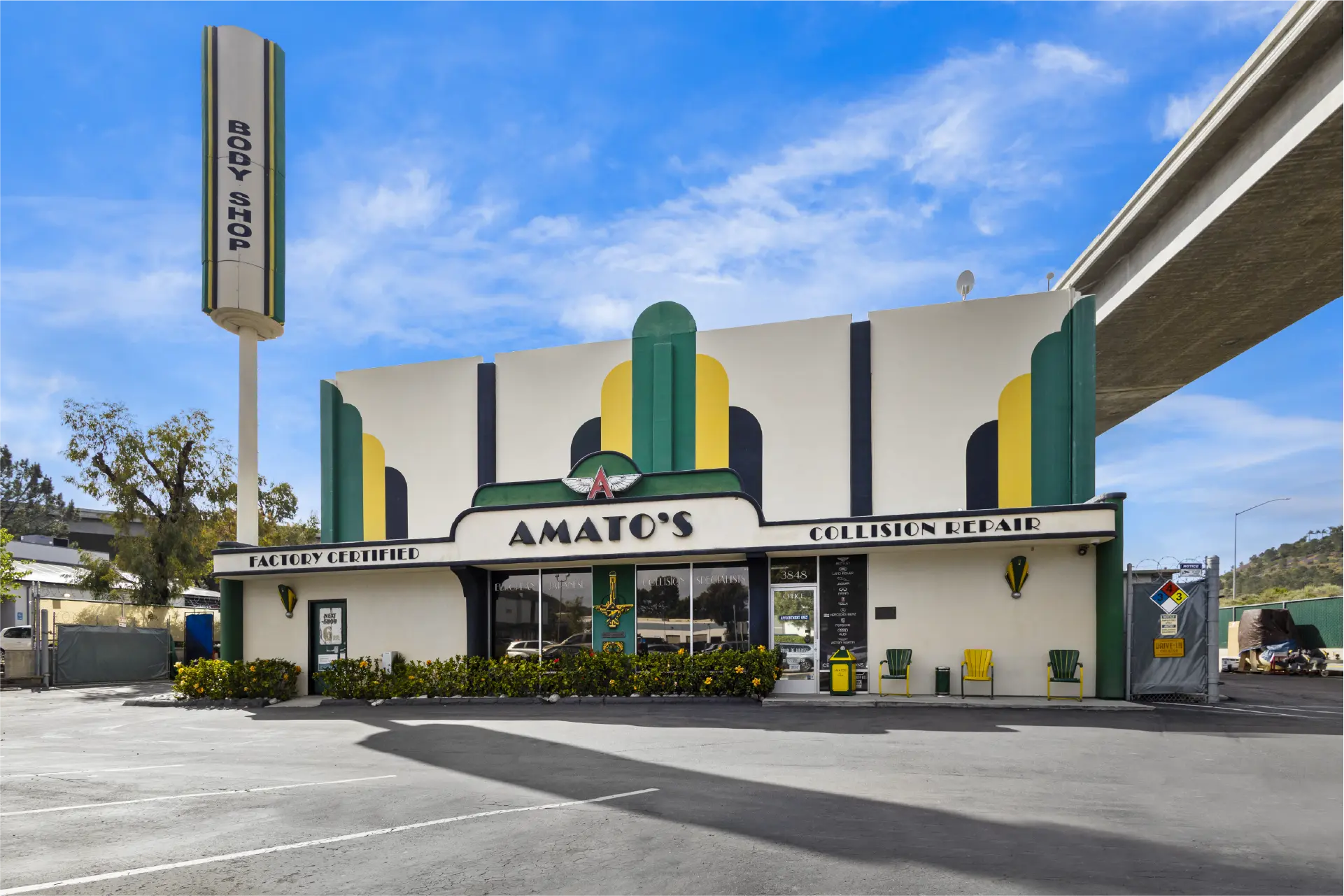 Amato's Auto Body collision repair shop on Sorrento Valley Blvd in San Diego, CA