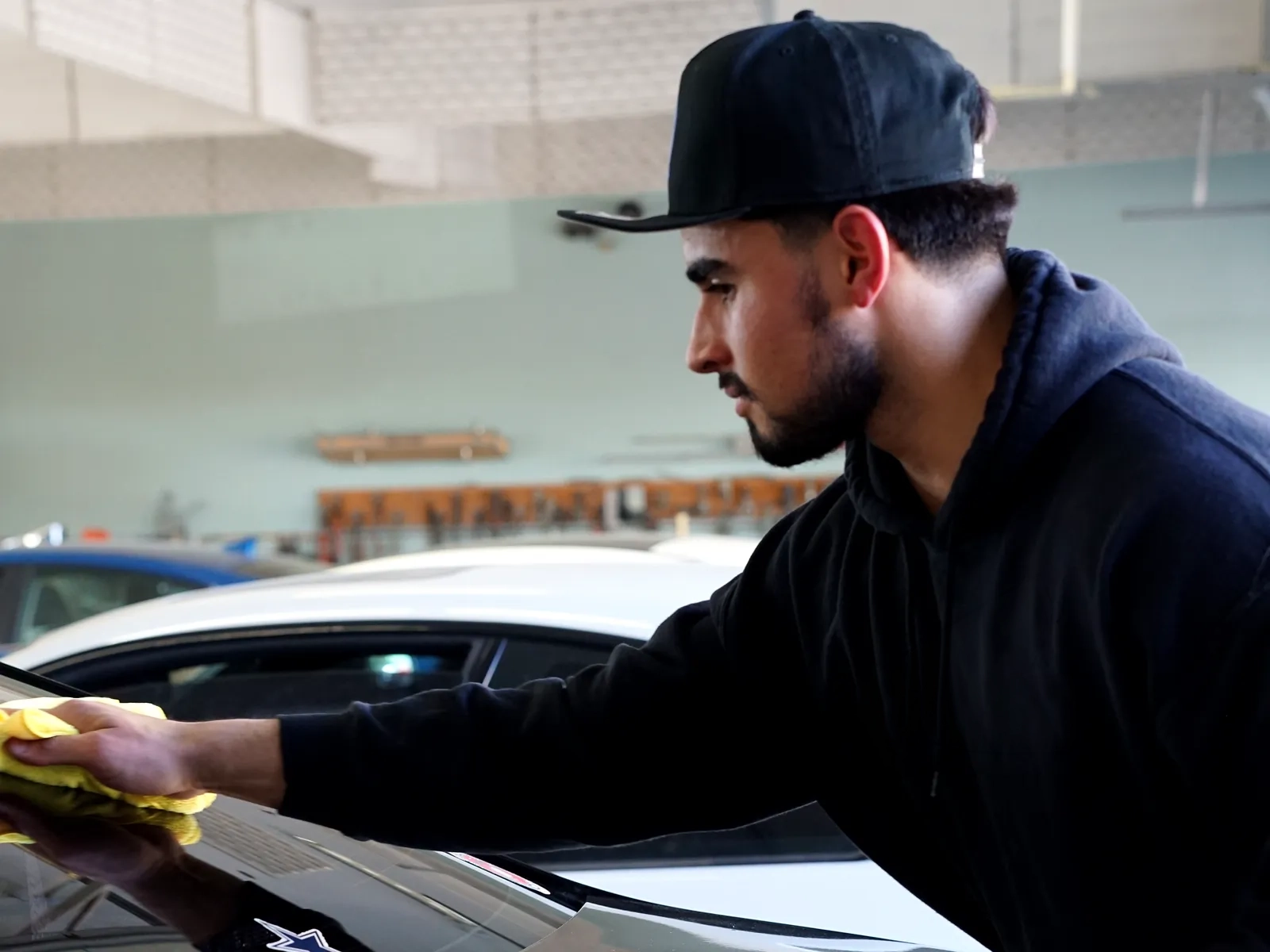 Amato's Auto Body technician in the shop in San Diego