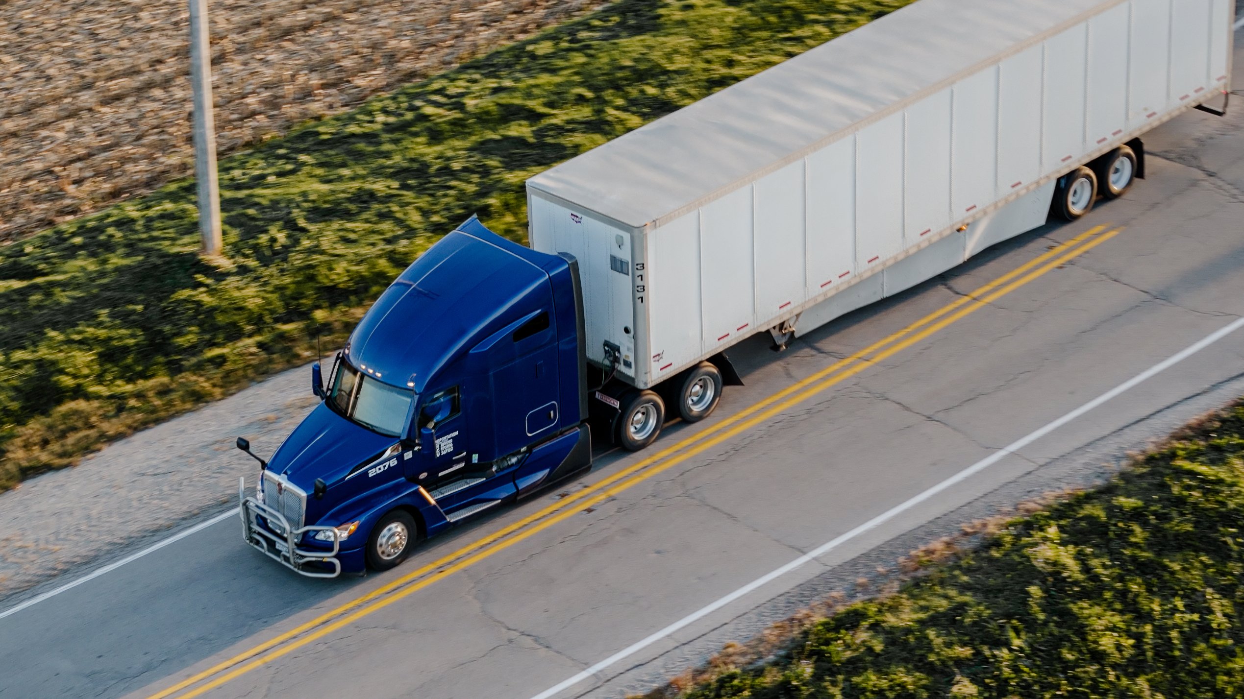 Dry van truckload on the highway