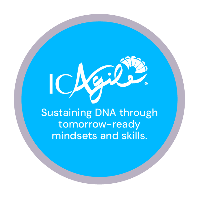ICAgile logo with tagline - sustaining DNA through tomorrow-ready mindsets and skills.