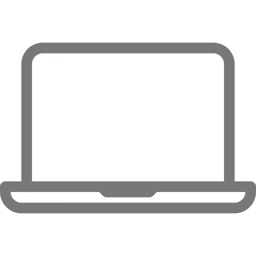 Simple gray laptop icon with screen and keyboard outline on white background.
