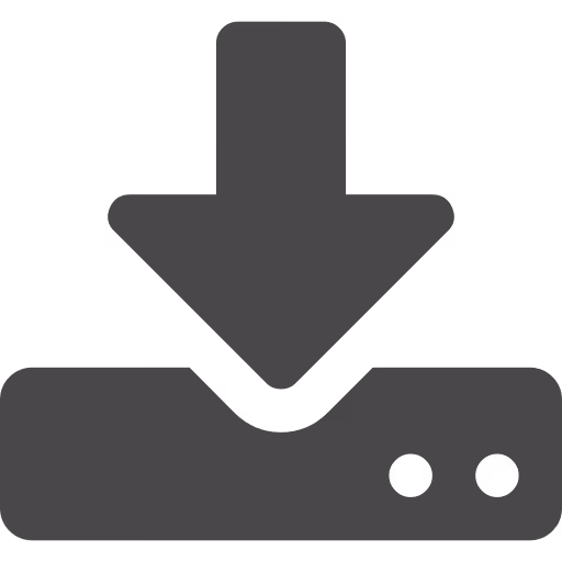 Download arrow pointing down into a storage drive icon.