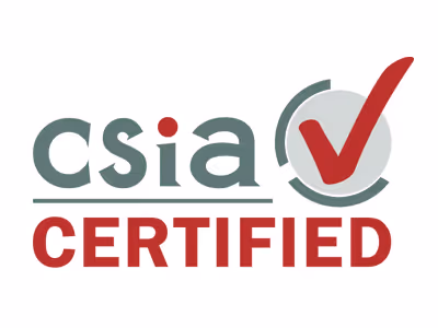 CSIA Certified logo with a red check mark in a circle above the word CERTIFIED in red.