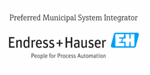 Endress+Hauser logo with text 'Preferred Municipal System Integrator' and tagline 'People for Process Automation'.