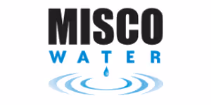 MISCO WATER logo with a blue water drop creating ripples below the text.