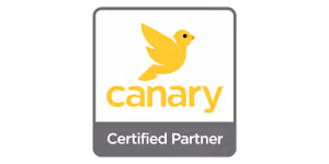 Canary Certified Partner badge featuring a yellow bird logo above the word 'canary'.
