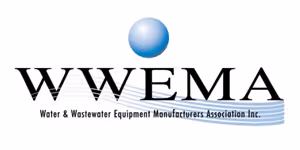 Logo of WWEMA Water & Wastewater Equipment Manufacturers Association Inc. featuring a blue spherical symbol above the acronym.