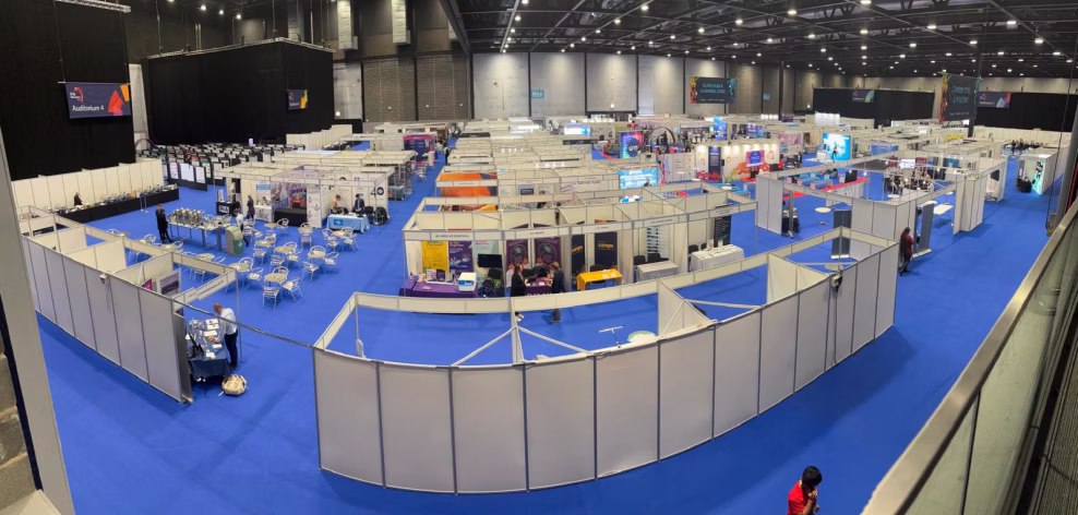 A large exhibition hall with shell scheme
