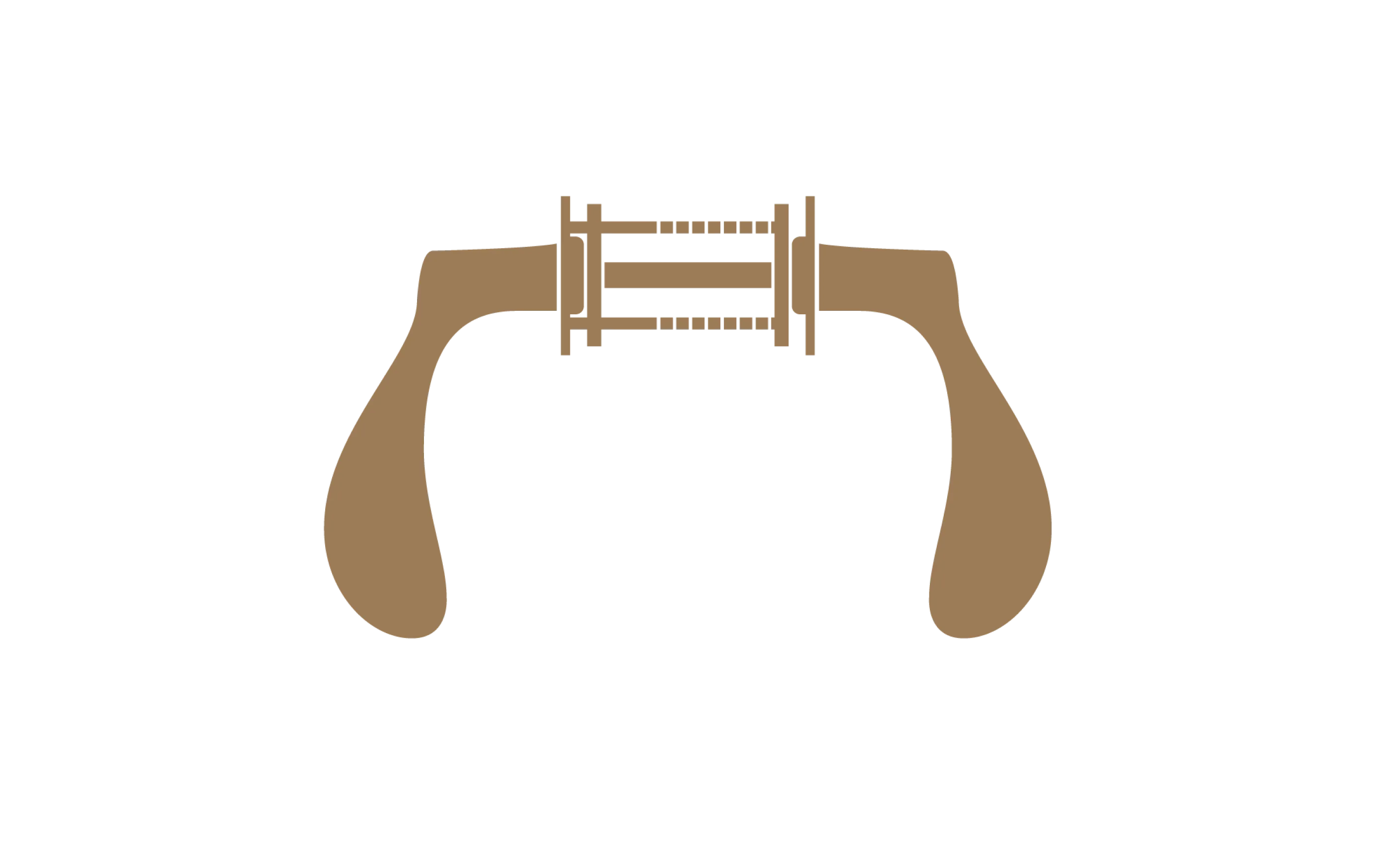 Illustration of brown vintage-style bicycle drop handlebars on black background.