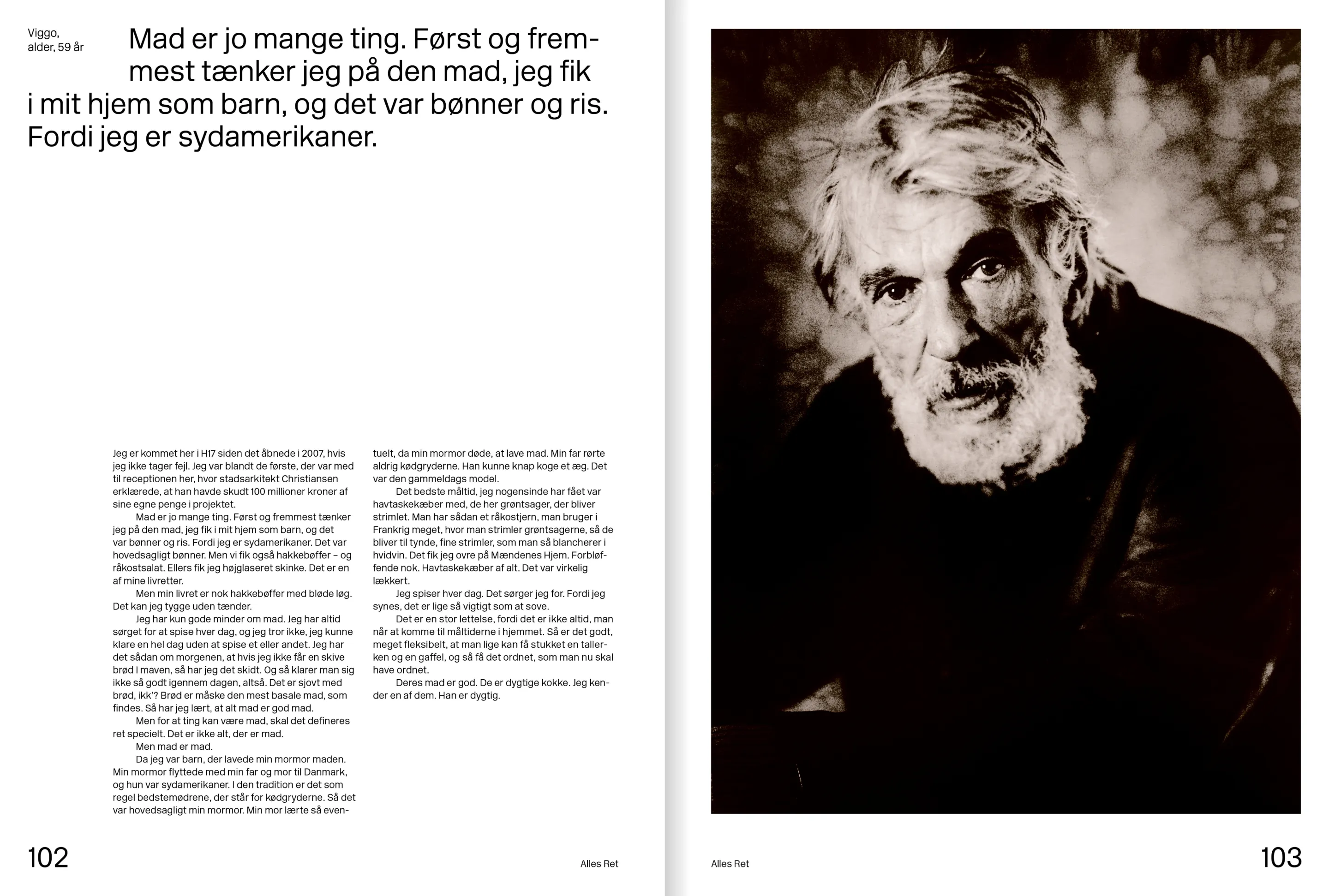 Black and white portrait of an older man with a beard and tousled hair looking directly at the camera.