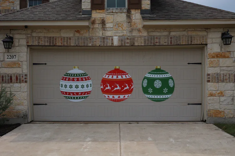 GarageSnaps personalized branded magnetic garage door display on a residential home