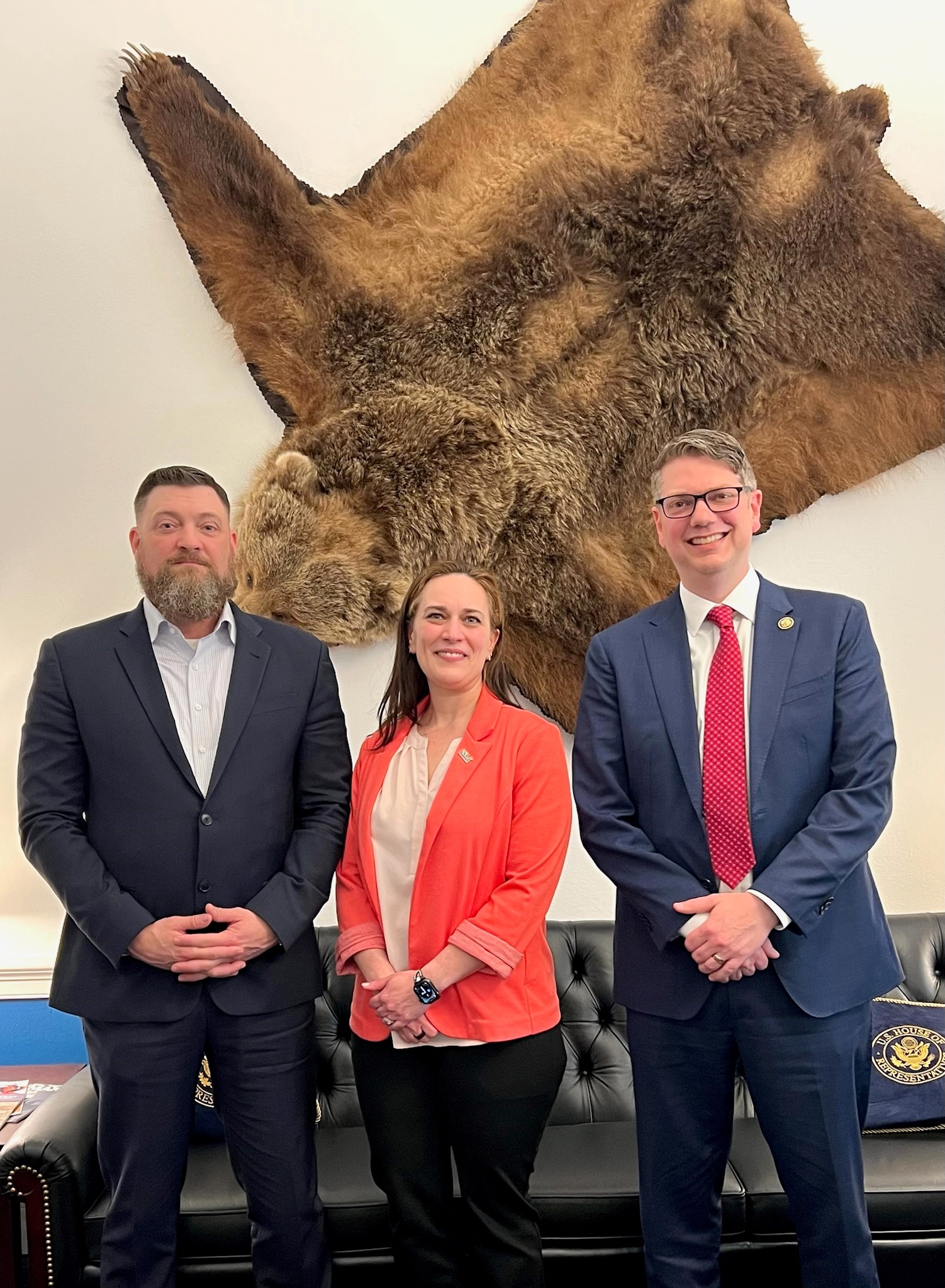 NSBA Members Christine and Ken Hopkins meet with Alaska Congressman Nick Begich to celebrate ASCI and Christine's win as SBA's Small Business Owner of the Year for Alaska.