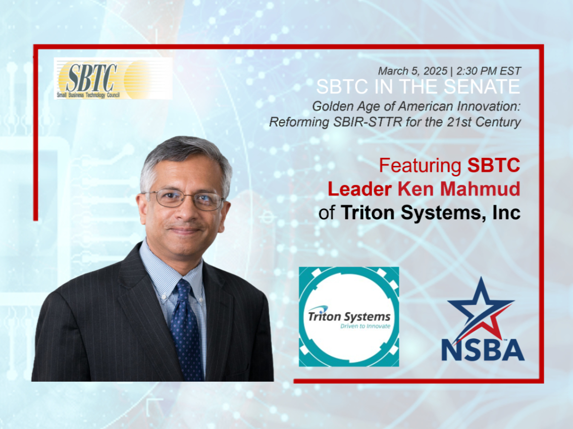 NSBA applauds the Senate for holding this important hearing on SBIR/STTR reauthorization for Small Business. 