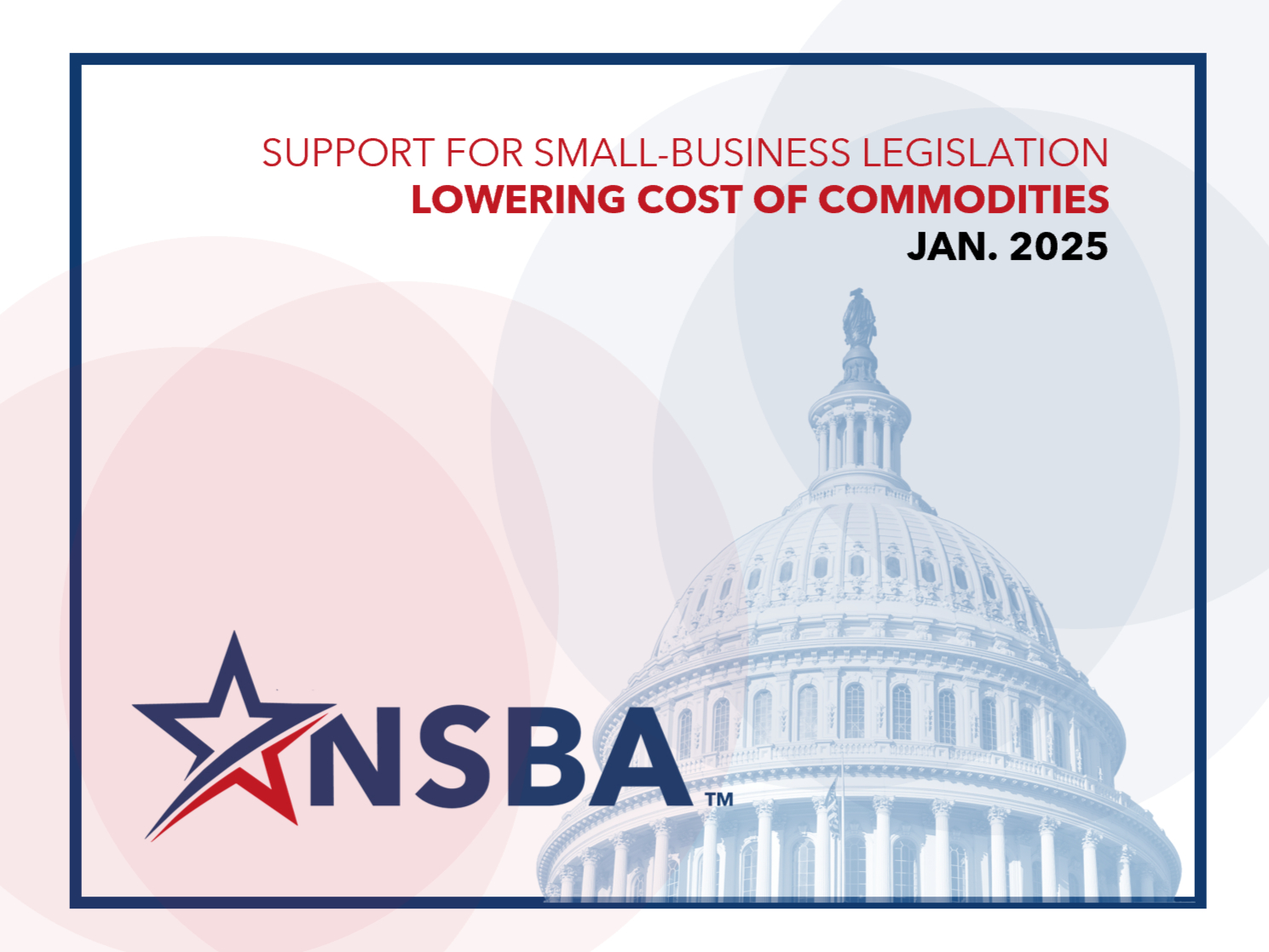 NSBA applauds Congress for prioritizing Small Business with their commodities legislation. 