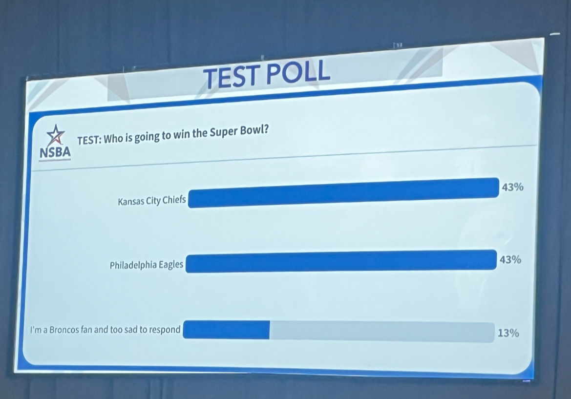 NSBA SBC 2025 Delegates neck and neck on Chiefs or Birds for the Super Bowl Feb. 9, 2025.