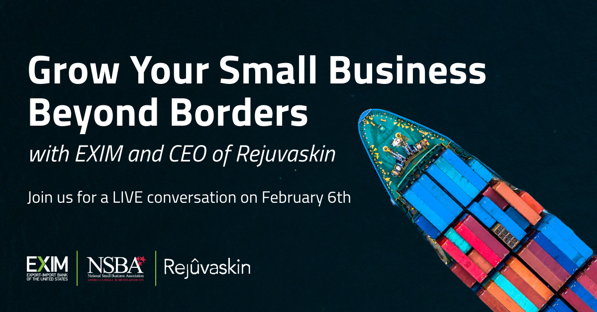 Join NSBA and the Export-Import Bank of the United States live at SBC2025 with Small-Business member Chris Christenberry, of Atlantic Health Solutions and Rejuvaskin, in a conversation on the importance of confidence in exporting.