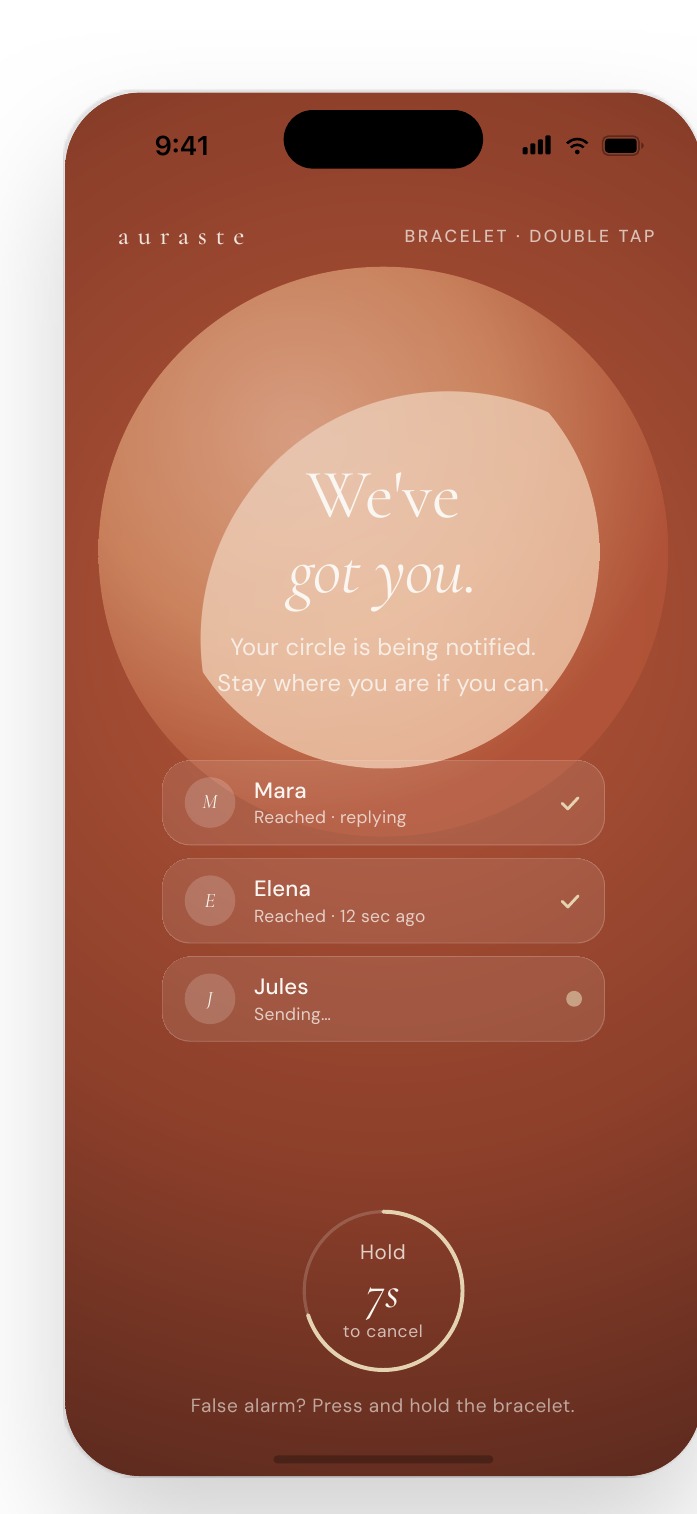 Auraste app alert screen