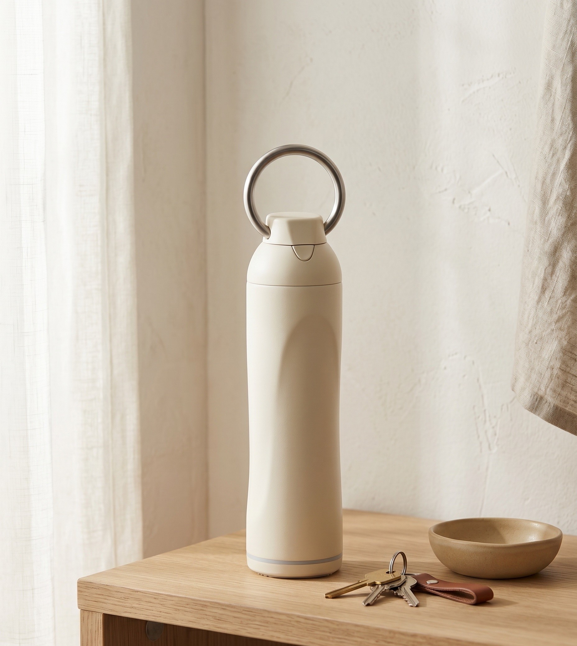 HydraHalo on a console table beside a set of keys
