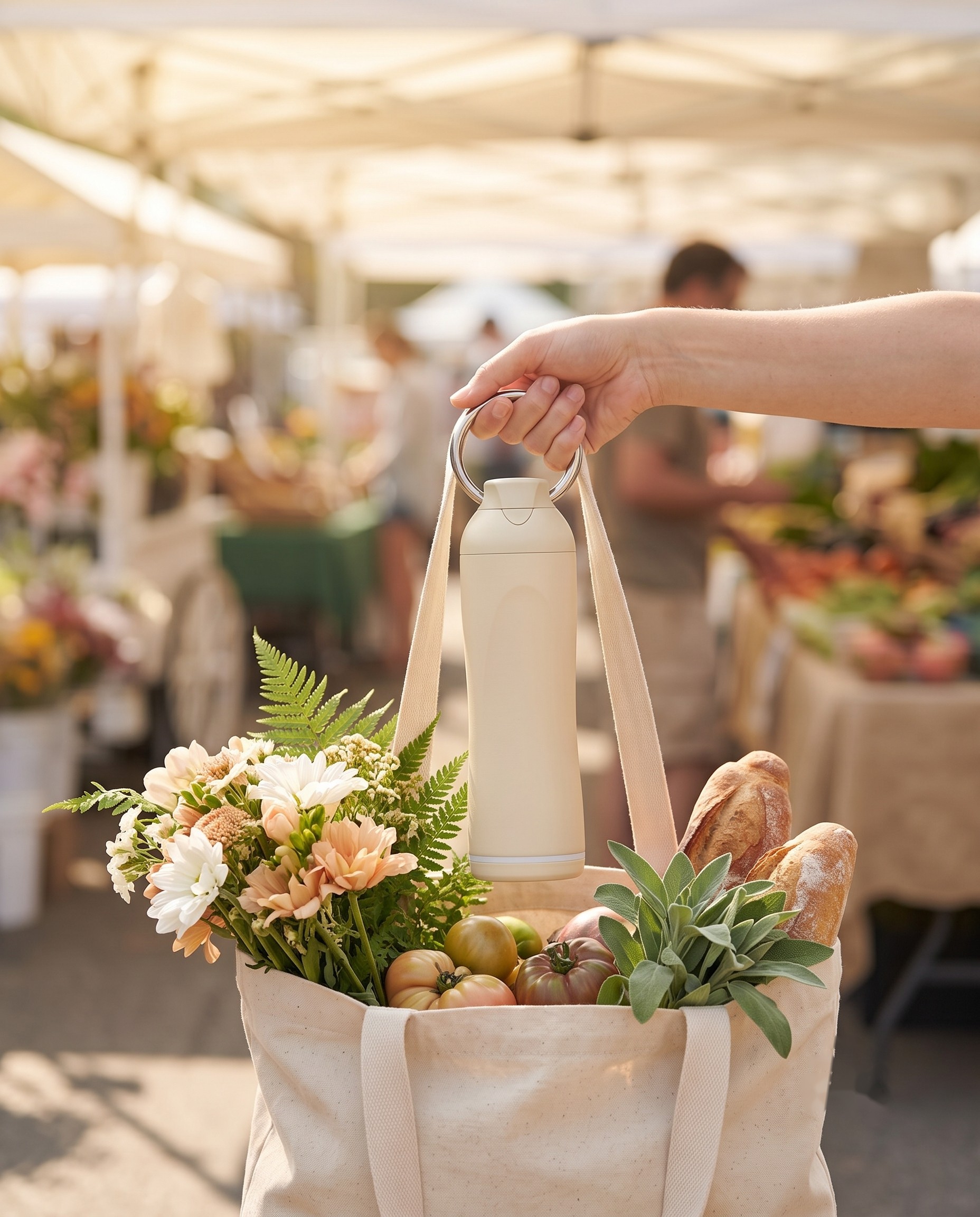 HydraHalo in a market tote bag