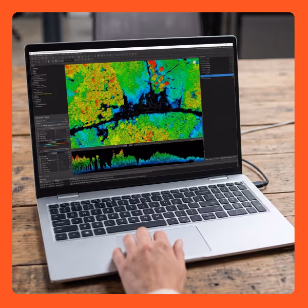 A picture of a laptop showing the LidarMill software