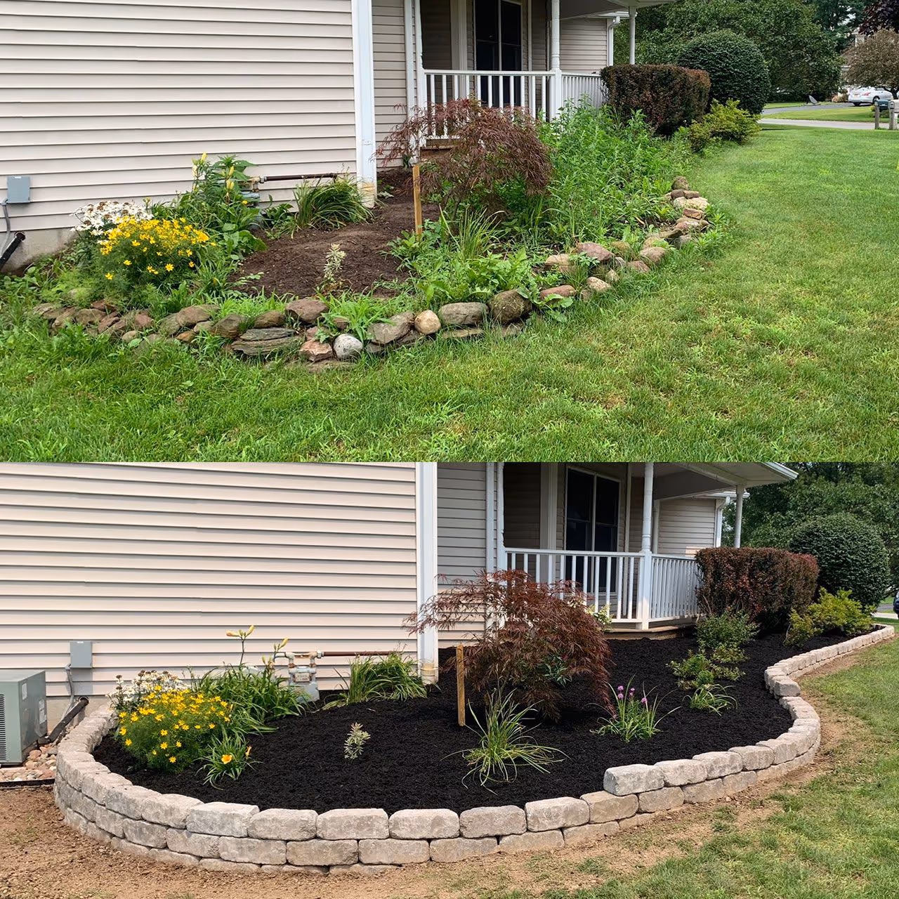 before and after backyard landscaping transformation Rochester NY