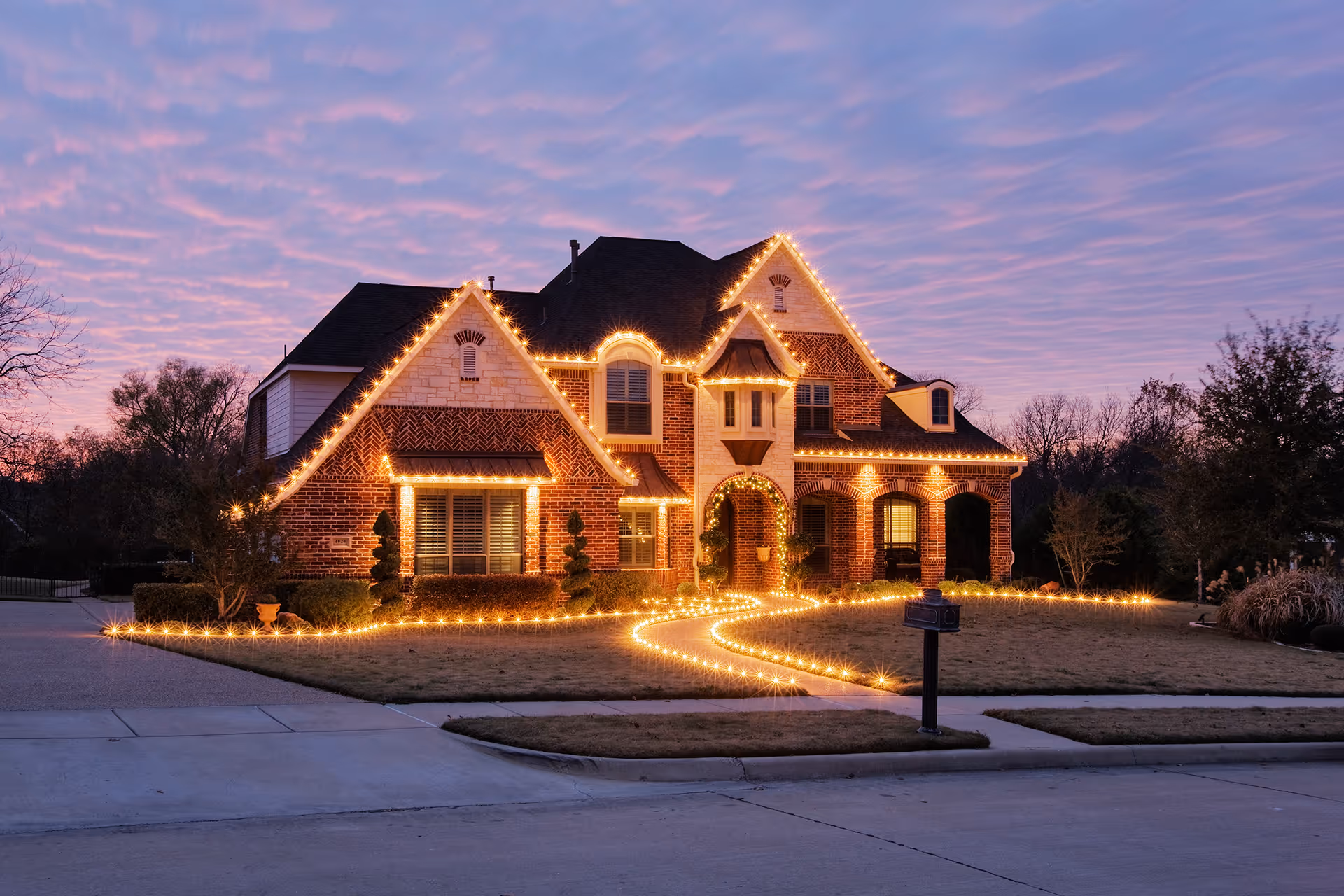 Christmas light installation near me by Adriano Landscaping