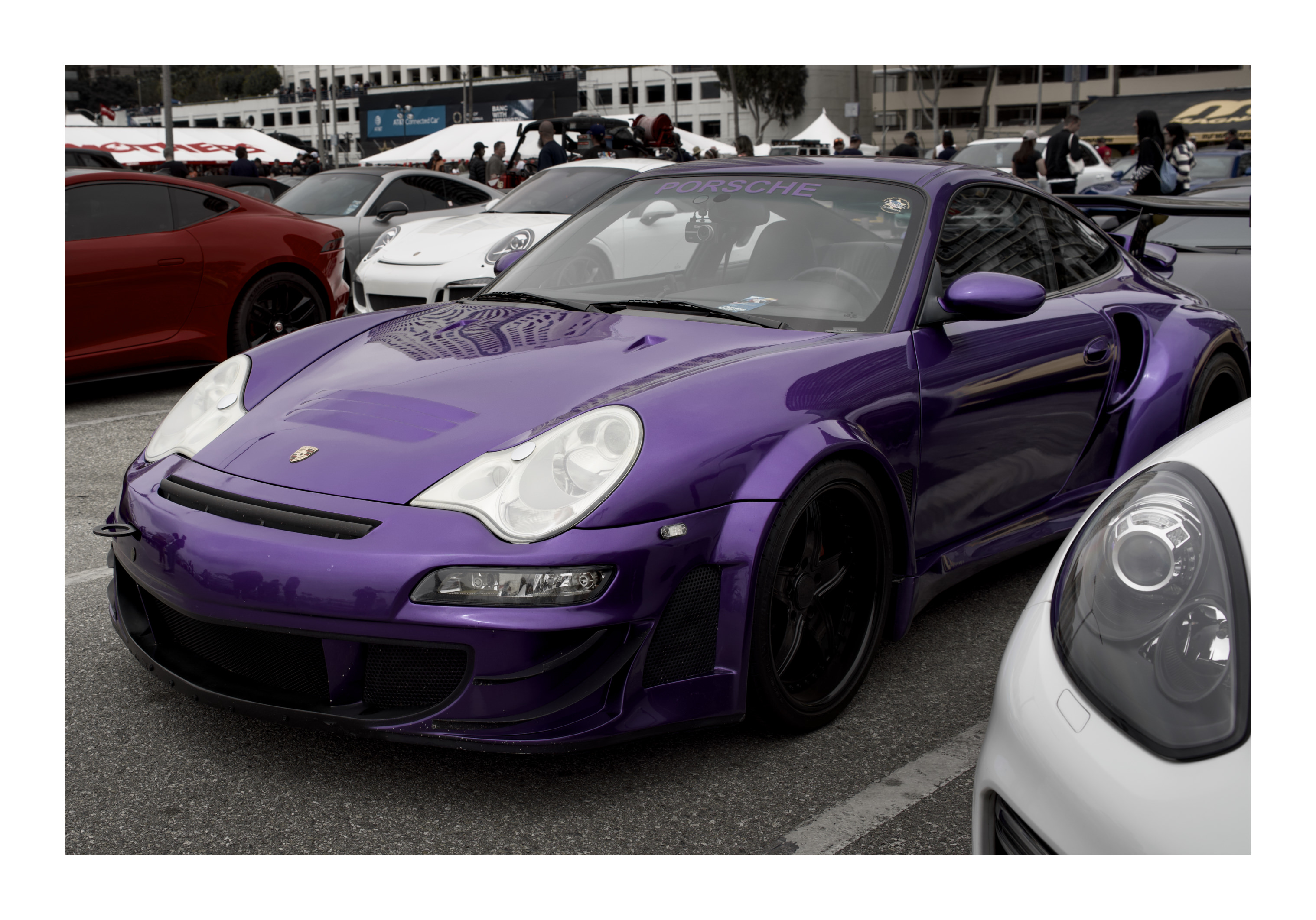 Automotive lifestyle portrait — purple modified sports car at car meet by Danx Design
