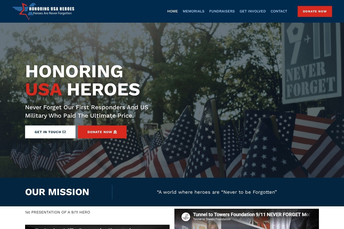 Honoring USA Heroes home page