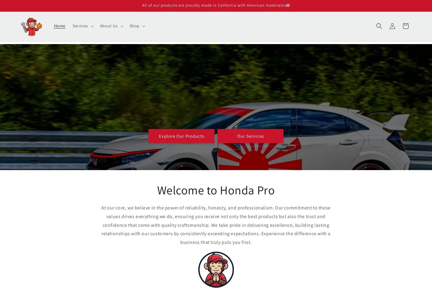 HondaProSB Shopify storefront home page