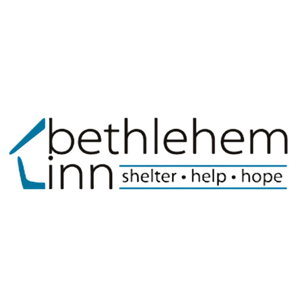 Bethlehem Inn logo with blue house icon and the words shelter, help, hope underlined.