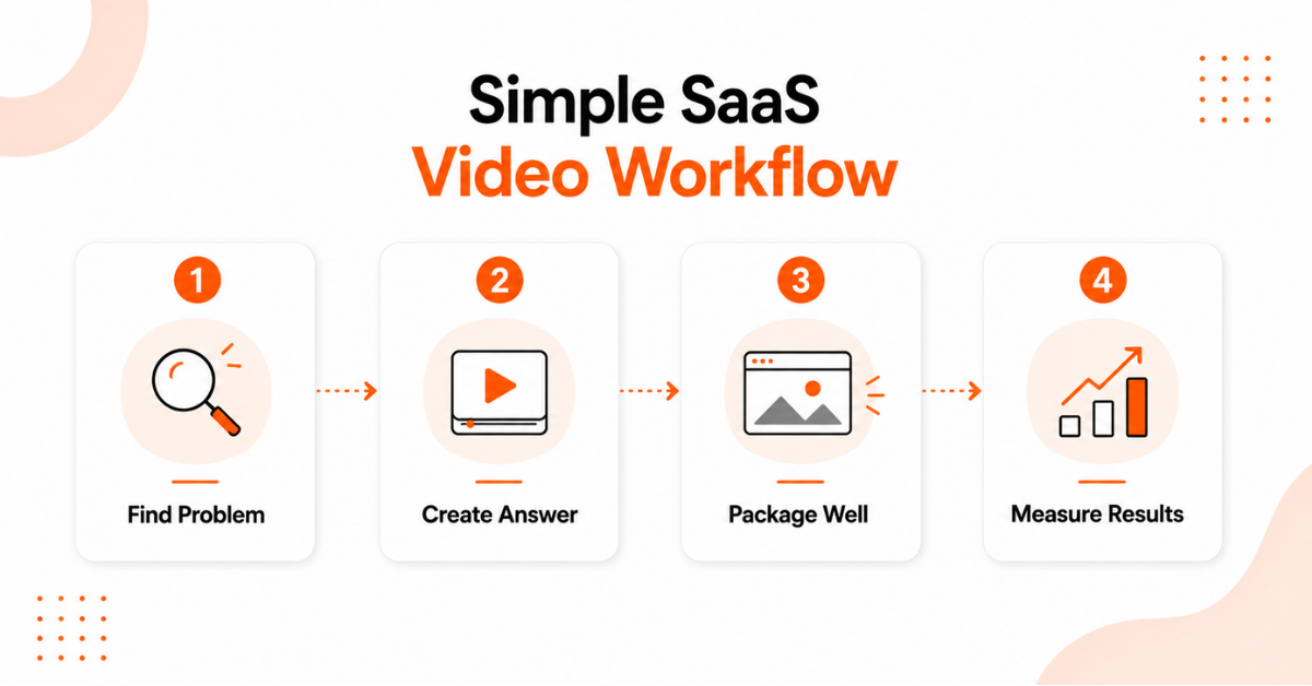 Simple YouTube SaaS video workflow illustration.