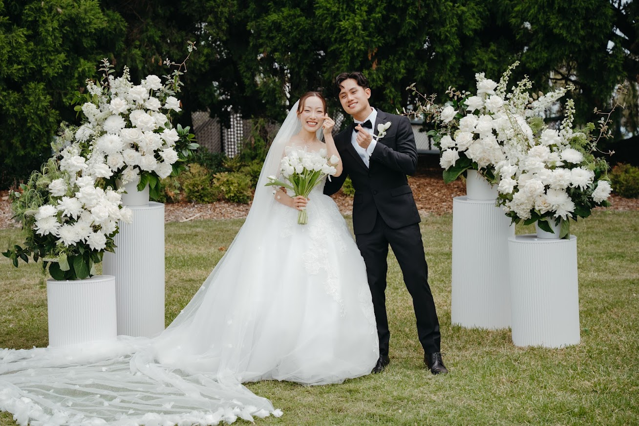 image of altered wedding gown in a tailor shop