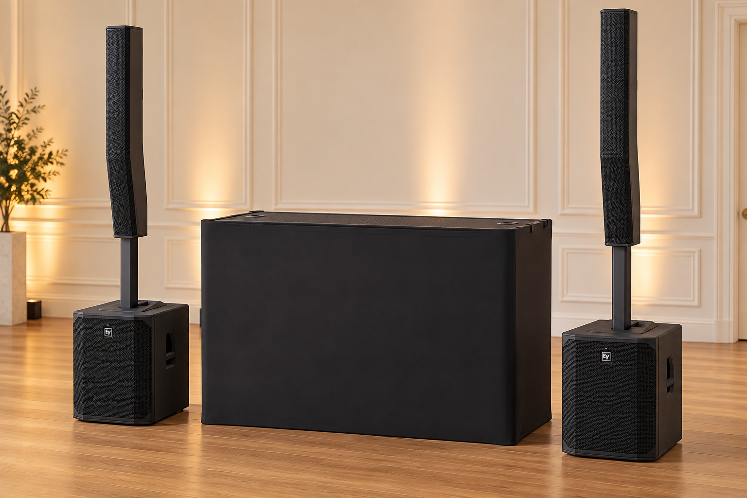 Sample setup with two full-range column sound systems