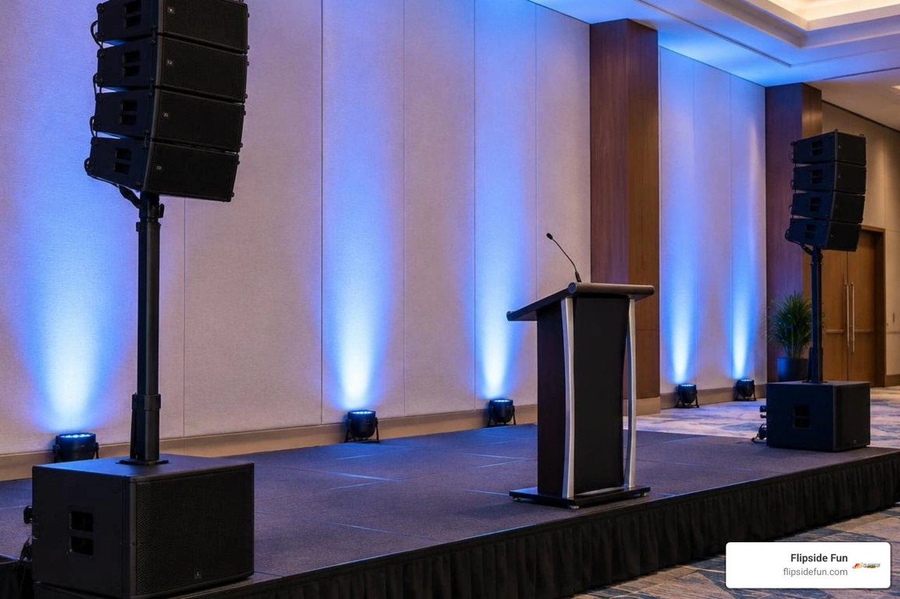 Modern wireless audio setup and architectural uplighting