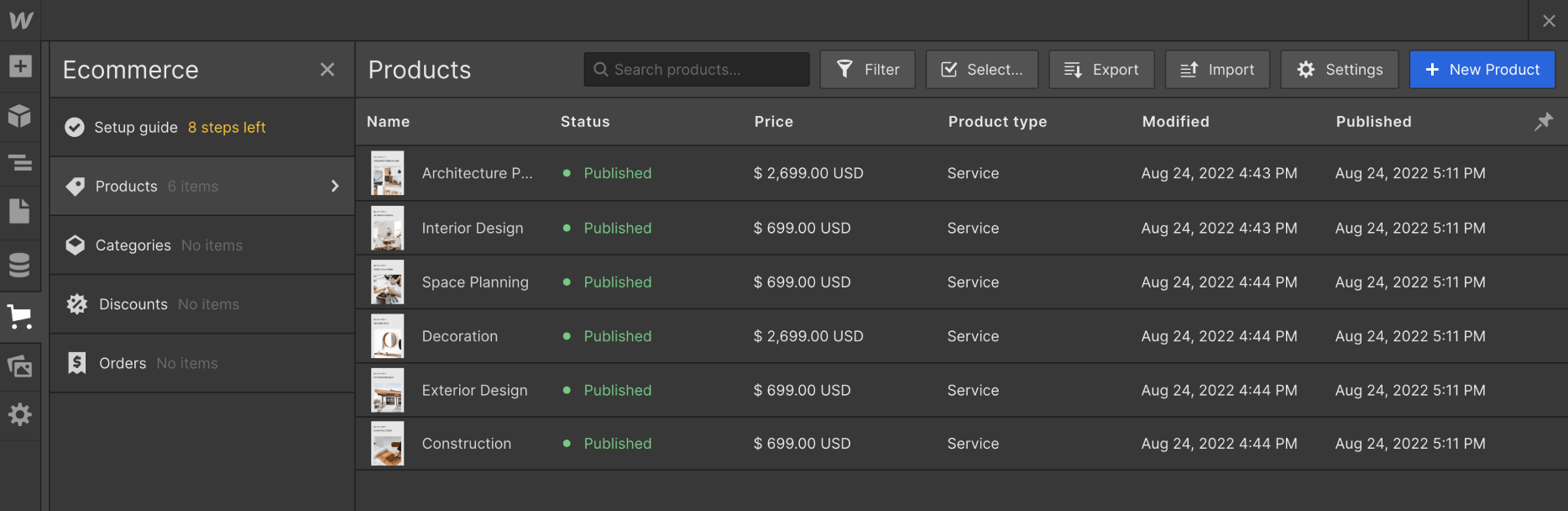 CMS Collection - Architect X Webflow Template