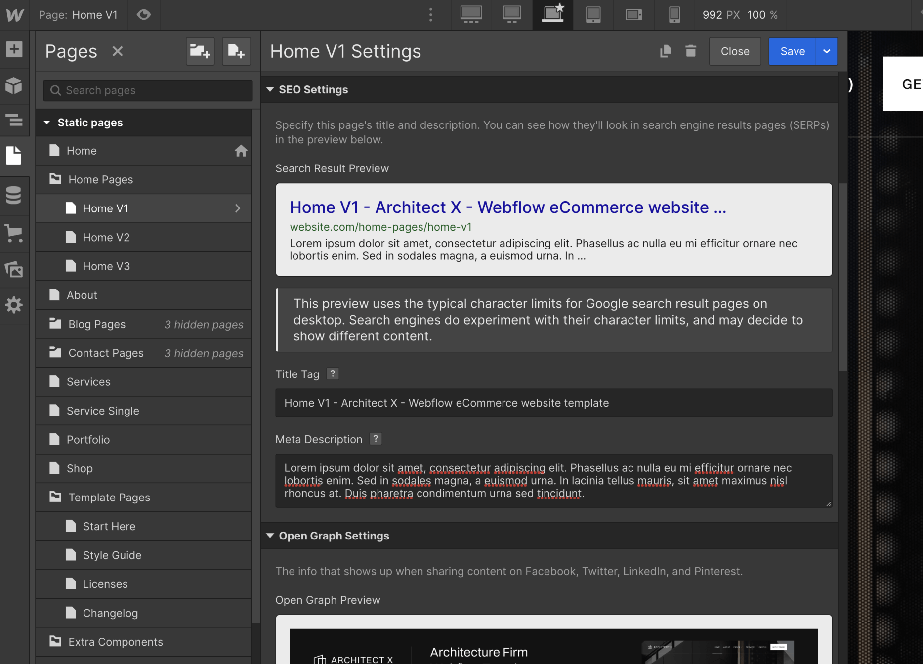 SEO - Architect X Webflow Template