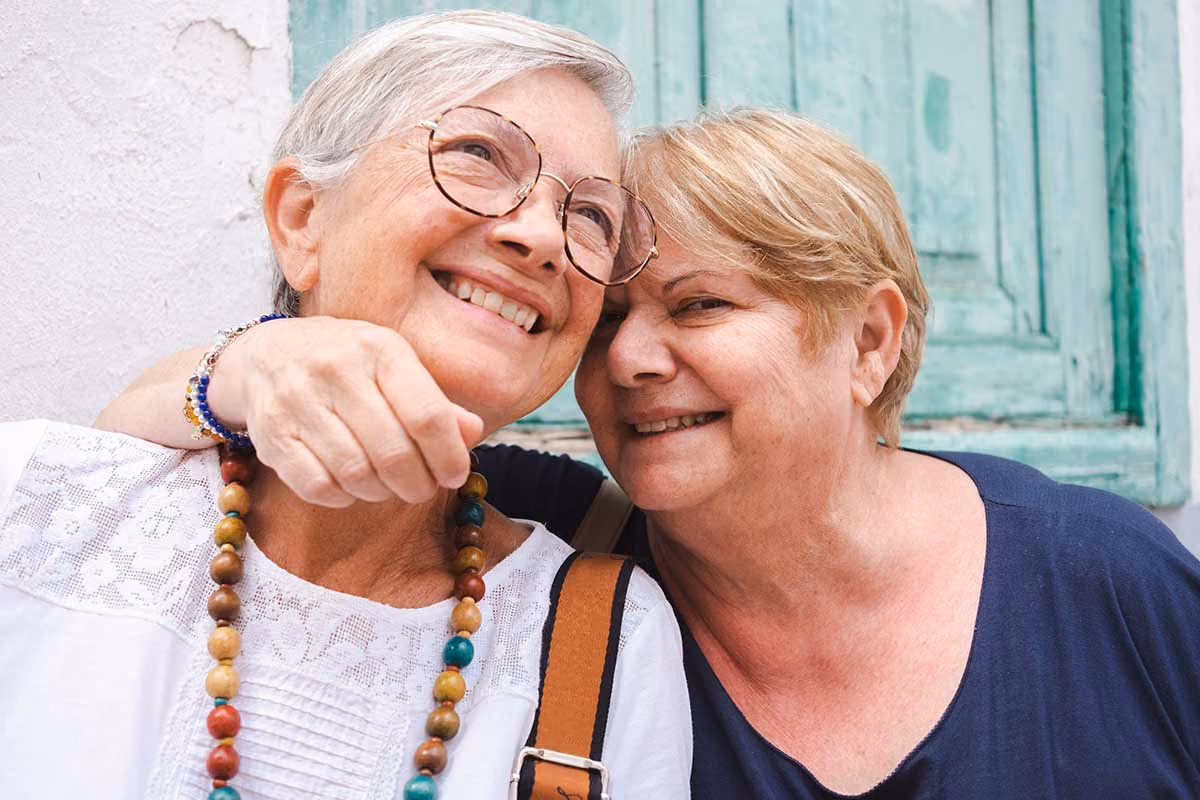 Two women laughing