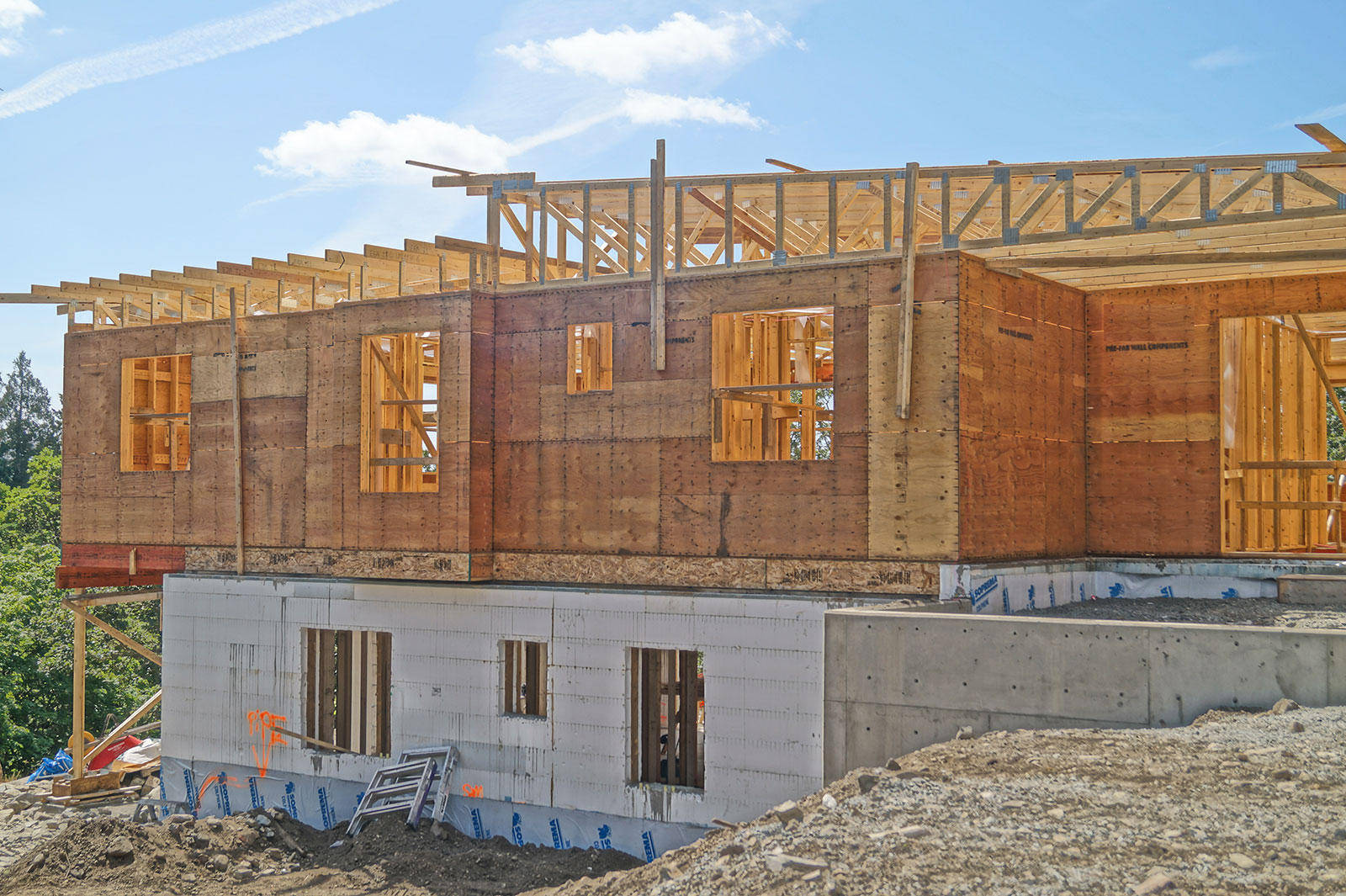 pre-fab wood framing with ICF foundation, structural design