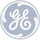 GE company logo with stylized cursive initials inside a circular border.