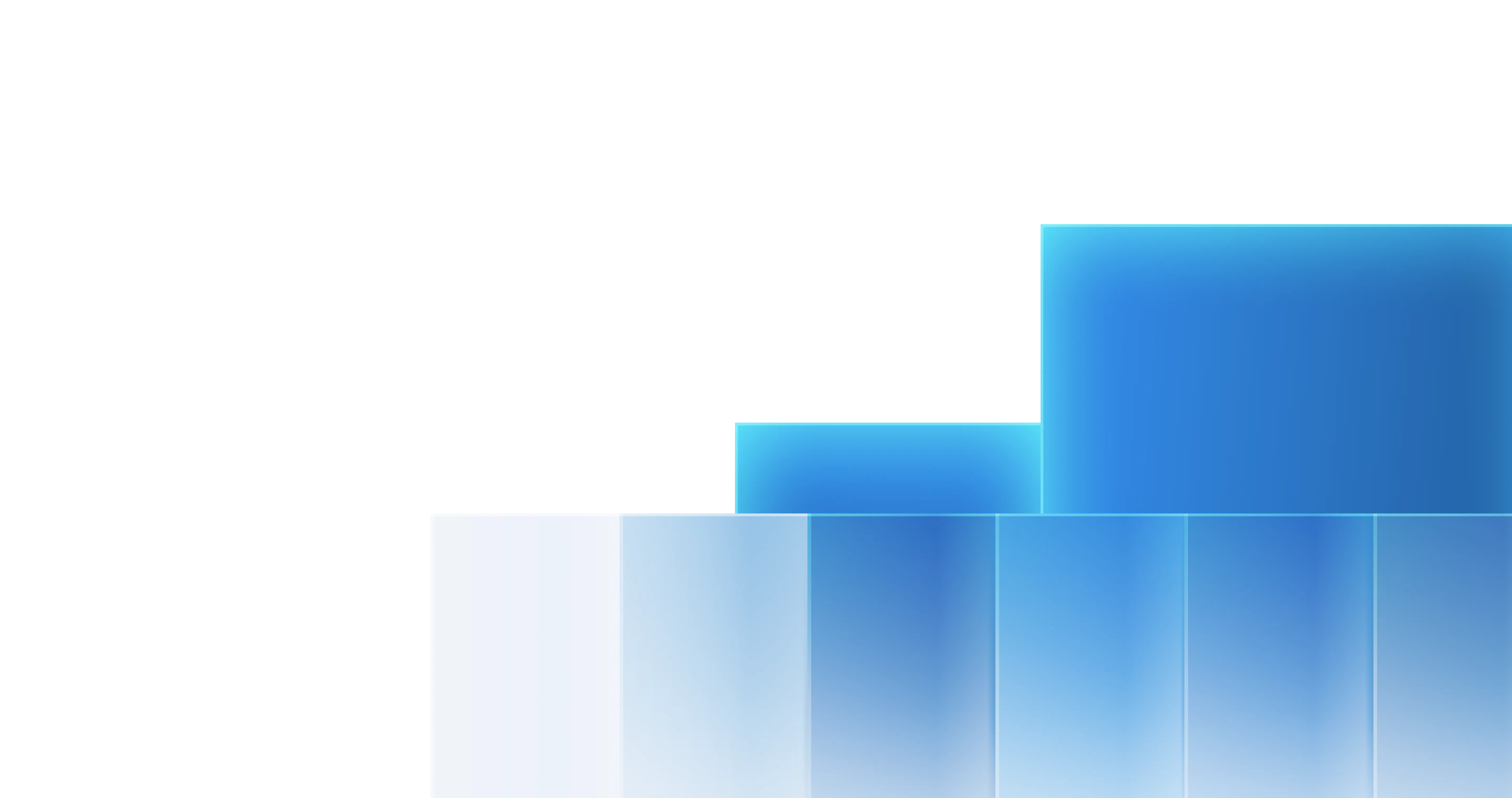 Blue and white transparent rectangular blocks of varying heights stacked on a black background.