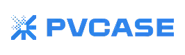 Blue PVCASE logo with stylized letter P and cross design on left.