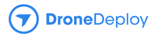 DroneDeploy company logo with a stylized drone icon and blue text.