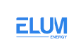 ELUM Impact logo in blue with a small stylized arrow under the letter M.