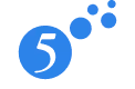 Blue abstract logo design with circles and shapes forming a pattern.