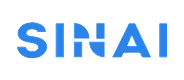 SINAI text logo in blue with transparent background.