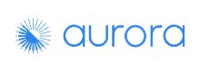 Aurora company logo with a stylized blue starburst graphic and lowercase text.