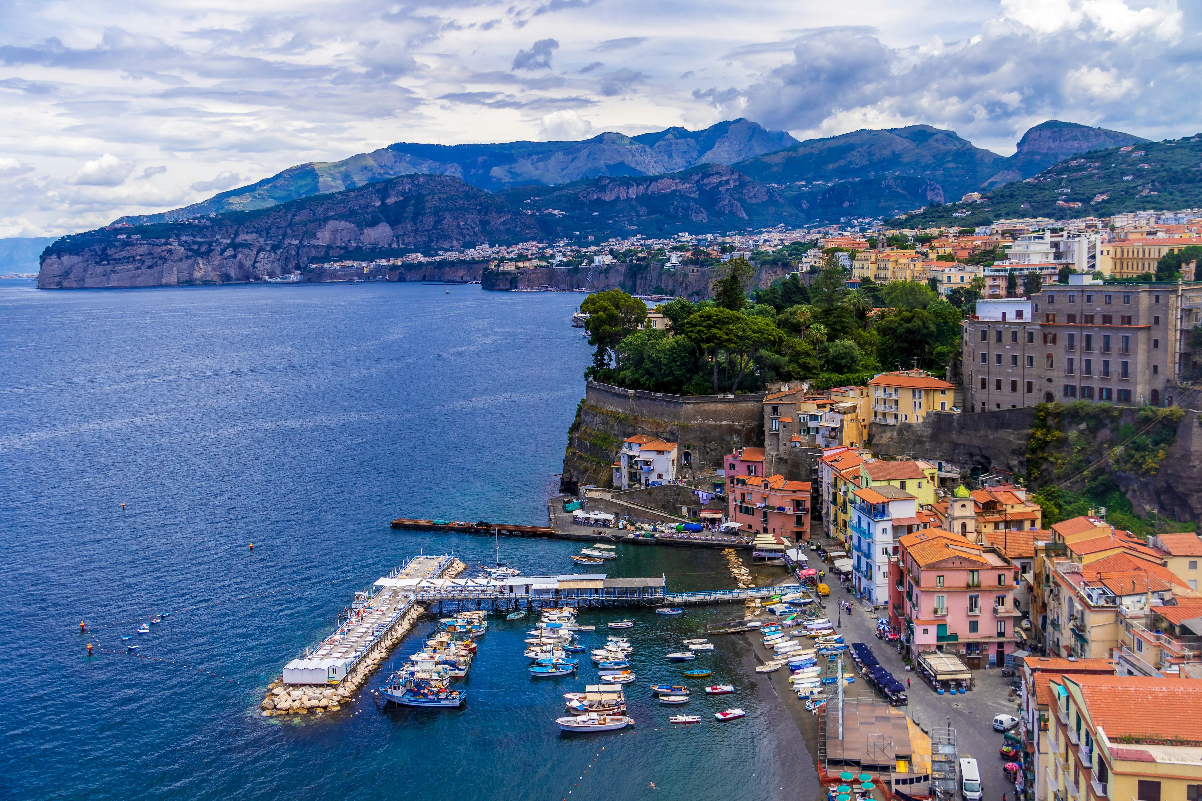 Coastline of Sorrento and Sorrento city with sea view
