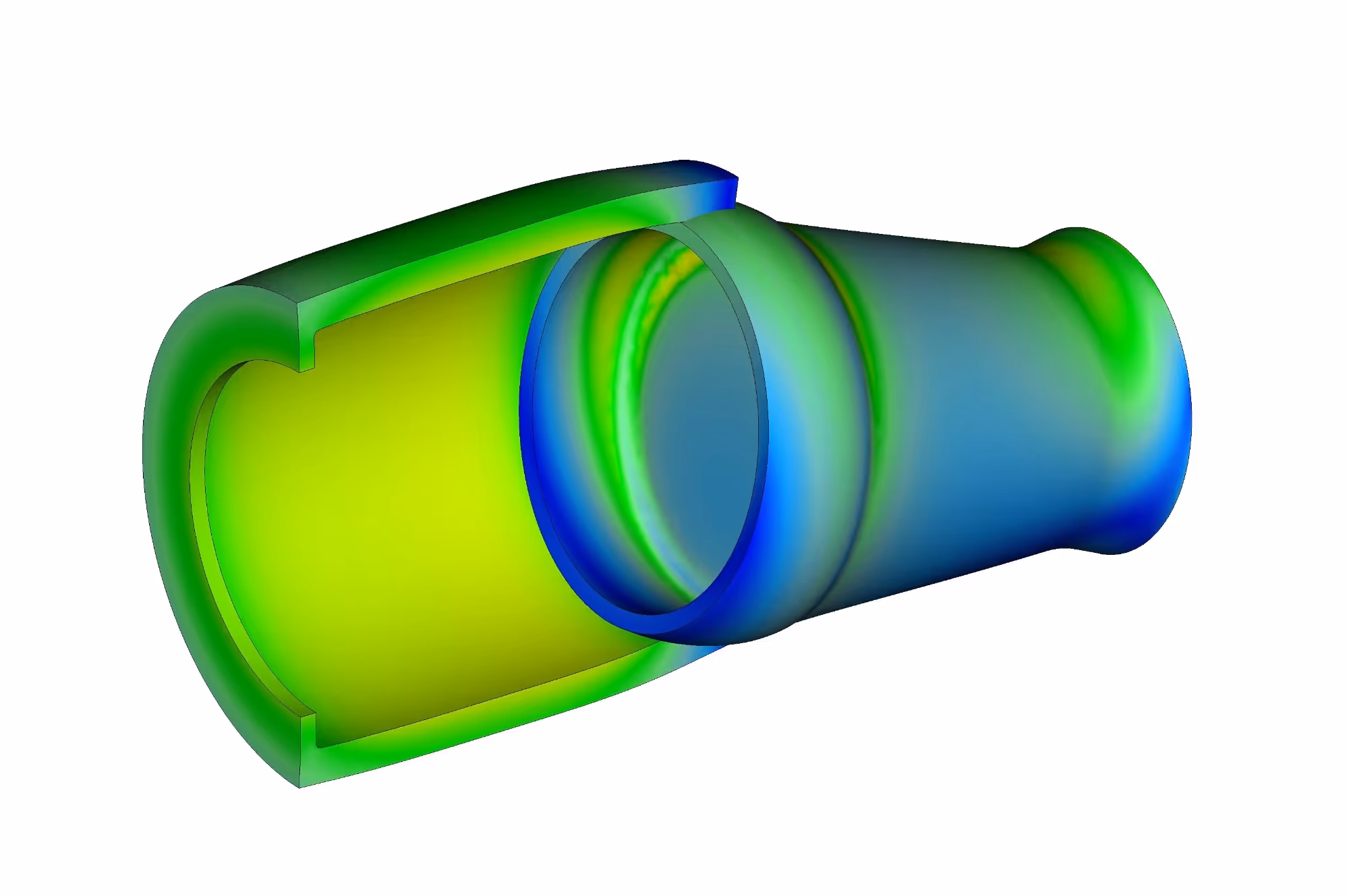 Floating Cup deformation simulation, minimizing leakage and friction at high pressures.