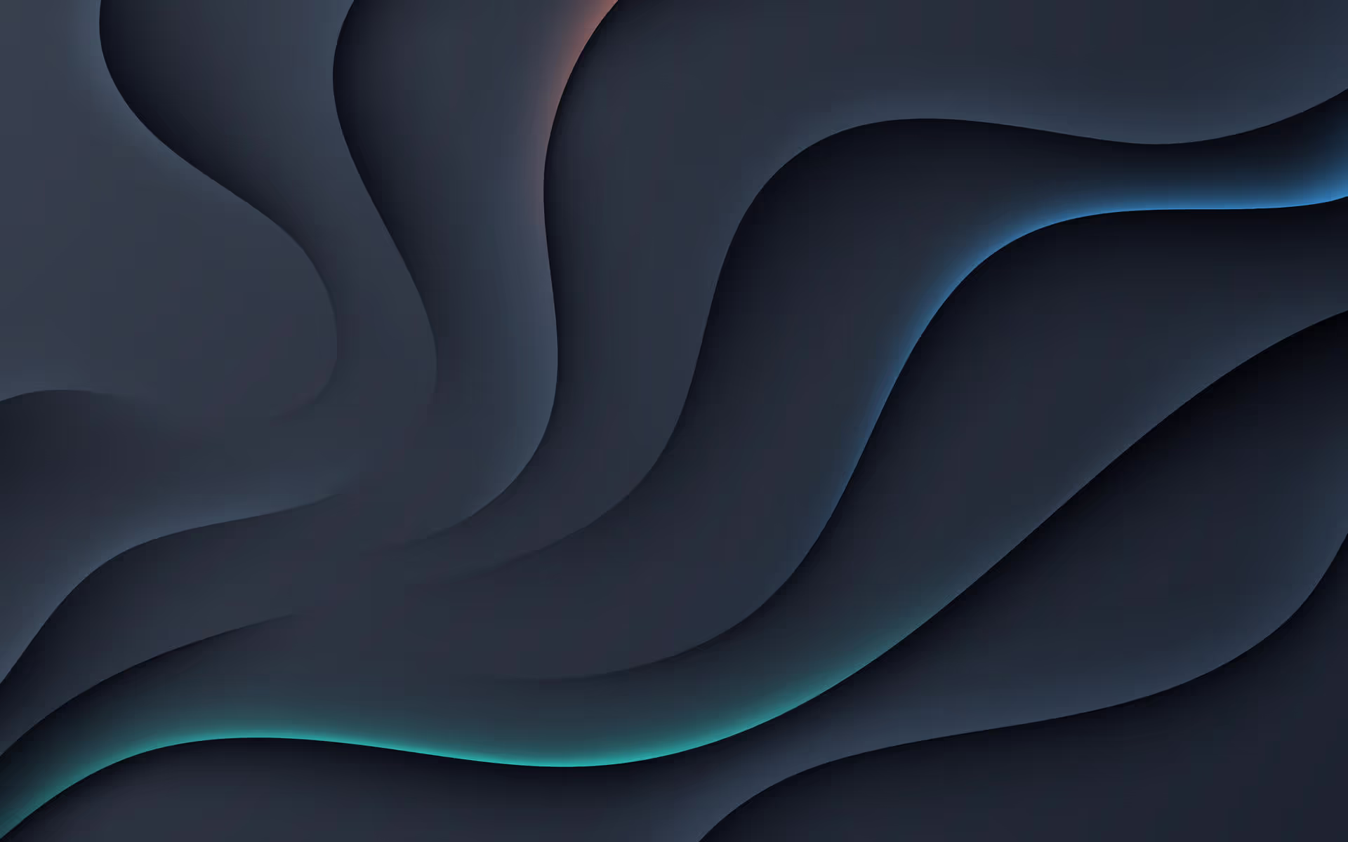 Abstract wallpaper featuring smooth, flowing dark waves with subtle gradient highlights in cool tones.